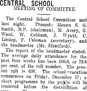 CENTRAL SCHOOL. (Taranaki Daily News 24-11-1920)
