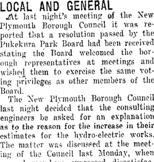 LOCAL AND GENERAL. (Taranaki Daily News 14-12-1920)