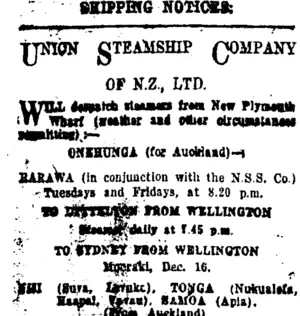 Page 2 Advertisements Column 1 (Taranaki Daily News 16-12-1920)