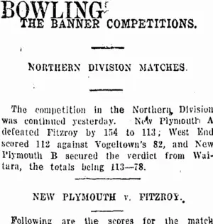 BOWLING. (Taranaki Daily News 10-12-1920)