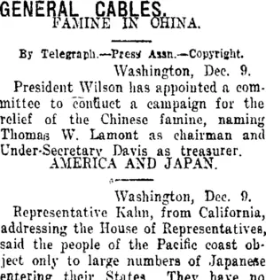 GENERAL CABLES. (Taranaki Daily News 11-12-1920)