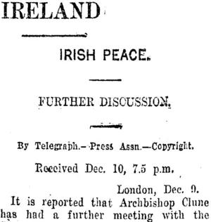 IRELAND (Taranaki Daily News 11-12-1920)