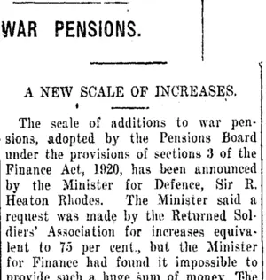 WAR PENSIONS. (Taranaki Daily News 11-12-1920)
