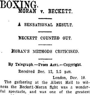 BOXING. (Taranaki Daily News 13-12-1920)
