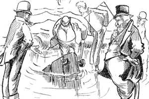 Old Identity ��� ��� There, gentlemen, you see  the wreck.'  Daldy����� Jehosanhat.' It's hist a " sneak " /  Andnojv, wlfh other thoughts afire. The Gaptain wants to ' strike the liar' ! (Observer, 07 June 1890)