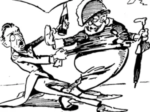 Only that day he had received a communication from the Secretary of State, expressing a hope that the Premier of New Zealand would arrange to sttay at Home until the various conferences were completed.  Chamberlain : For Heaven's sake, Dick, don't go ! There's lashions of this left. (Observer, 19 April 1902)