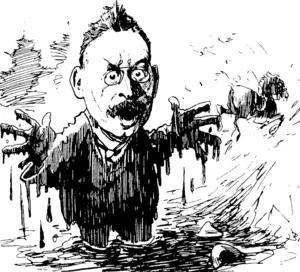 HAS HE BEEN IN THE ROADLESS NORTH?  Dr Wohlmann (Government balneologist): The mud baths on the Continent and in America hnre to be ntanufitrlured, but here in the colonies they arc natural. Evidently, the people do not sufficiently appreciate their value. (Observer, 13 September 1902)