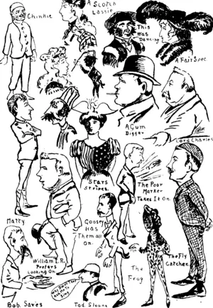 w��w/ jf��MM f SKETCHES AT THE IVY BALLj (Observer, 27 September 1902)