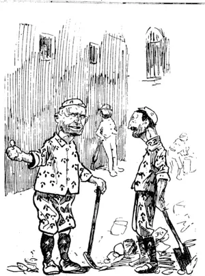 New Hand :��� So you are released to-day. What are you going to do ?  Old Hand: Well, I think Fll be a candidate for Parliament. Then, according to the new law, nobody can say anything against my character. (Observer, 04 October 1902)