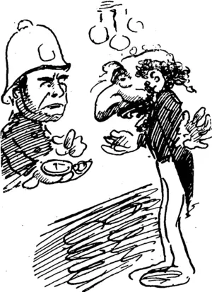 IKEY MOyS LA TEST EXCUSE.  Ike: S'help me, Mr Copper, I didn't know dat gold vatch vos shdolen. I lend a man ten shillings vor it, and I ton't know von vord of English, so I cannot give a disgription of dat man, s'help me. (Observer, 30 January 1904)