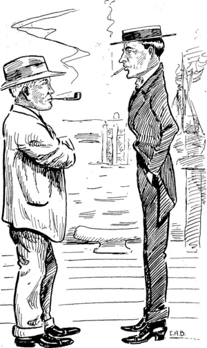 RUNDOWN. Bony: Have you been able to meet the demands of your creditors ? Stony: Meet them? I haven't been able to avoid them. (Observer, 18 April 1914)