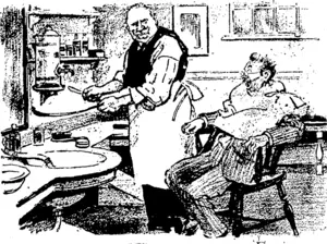 Reprinted from London " Opinion." Teuton Barber (to little Jones, who has dropped in casually for a shave) Veil, and vot do YOUlink about der var ? Eh? (Observer, 28 November 1914)
