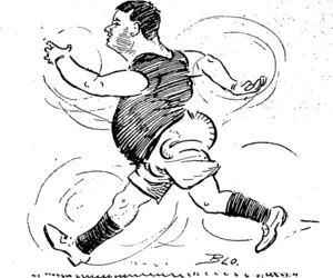 H.M.S. 'NEW ZEALAND'S'' RUGBY BULL-BACK IN A* TRAMWAY V. SAILOR MATCH. (Observer, 04 October 1919)