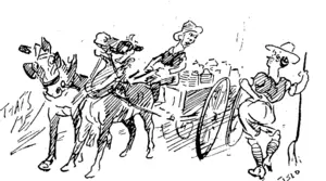 I want you to hold that horse's head for a minute. " " Which one ?'' "Theoff'un/" "Look here, I've not come farming to have jokes played on me. How am I to know every horse that's lost its parents ?" (Observer, 10 January 1920)