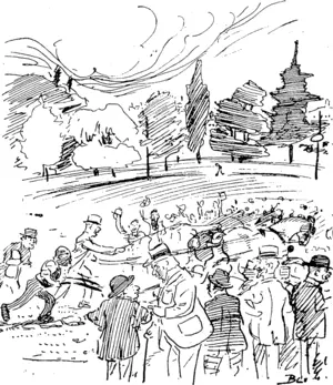 JOHNNY ROWE PLOUGHS. Thumb-nail sketch of a memorable event that took place at Alex an dra Park recently when the President of the Auckland Trotting Clu6 turned the first sod ' . . , (Observer, 28 February 1920)