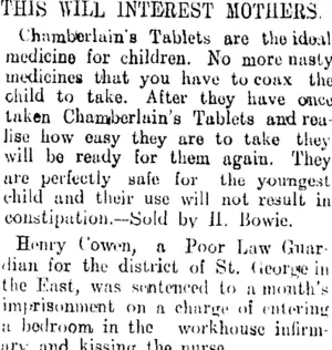 THIS WILL INTEREST MOTHERS. (Tuapeka Times 14-9-1910)