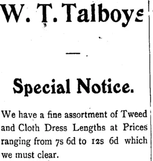 Page 2 Advertisements Column 4 (Tuapeka Times 7-6-1911)