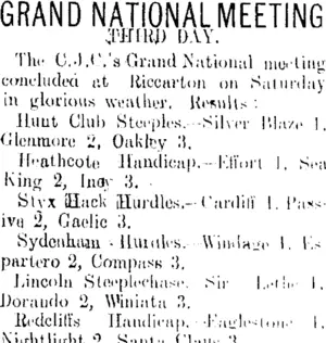 GRAND NATIONAL MEETING (Tuapeka Times 16-8-1911)