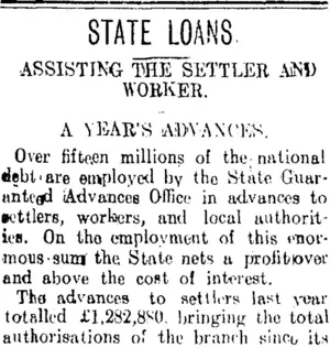 STATE LOANS. (Tuapeka Times 2-9-1911)