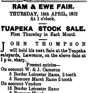 Page 2 Advertisements Column 1 (Tuapeka Times 6-4-1912)