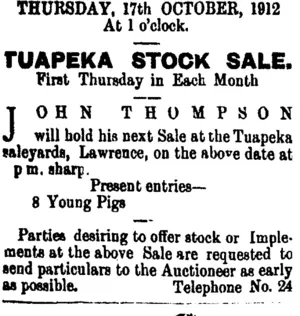 Page 2 Advertisements Column 1 (Tuapeka Times 5-10-1912)