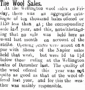 The Wool Sales. (Tuapeka Times 10-12-1913)