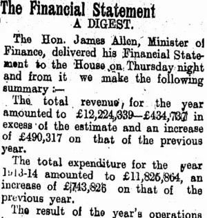 The Financial Statement (Tuapeka Times 8-8-1914)