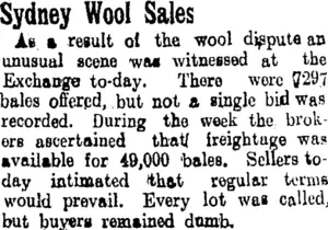 Sydney Wool Sales (Tuapeka Times 5-5-1915)