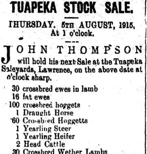 Page 2 Advertisements Column 1 (Tuapeka Times 4-8-1915)