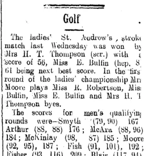 Golf (Tuapeka Times 29-9-1915)