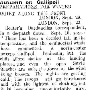 Autumn oil Gallipoli (Tuapeka Times 2-10-1915)