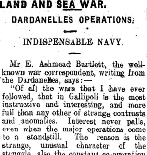 LAND AND SEA WAR. (Tuapeka Times 13-10-1915)