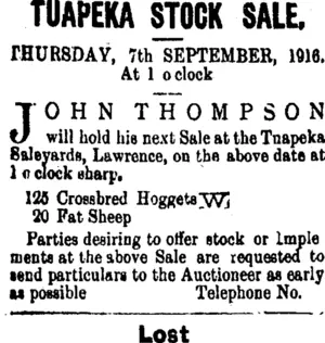 Page 2 Advertisements Column 1 (Tuapeka Times 19-8-1916)