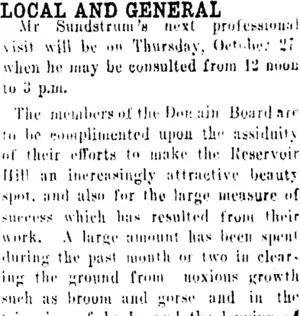 LOCAL AND GENERAL. (Tuapeka Times 26-9-1917)
