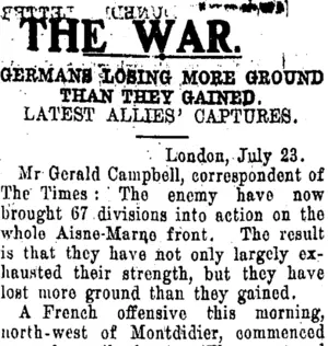 THE WAR. (Tuapeka Times 27-7-1918)