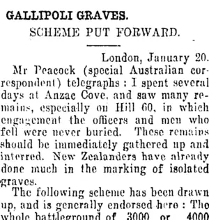 GALLIPOLI GRAVES. (Tuapeka Times 25-1-1919)