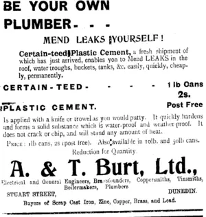 Page 4 Advertisements Column 1 (Tuapeka Times 5-2-1919)