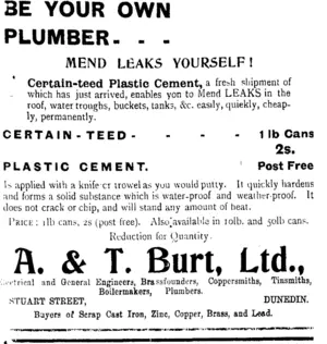 Page 4 Advertisements Column 1 (Tuapeka Times 12-2-1919)
