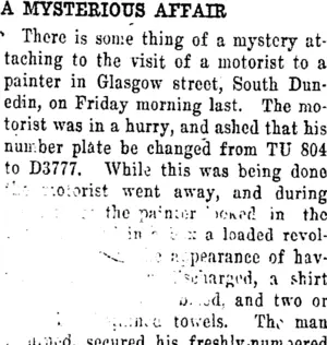 A MYSTERIOUS AFFAIR. (Tuapeka Times 26-6-1920)