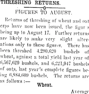 THRESHING RETURNS. (Tuapeka Times 8-9-1920)