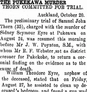 THE PUKEKAWA MURDER. (Tuapeka Times 23-10-1920)