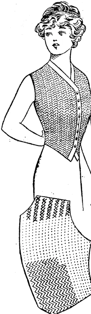 Ch�� making of knitted oi- crocheted golf ���oats and waistcoat* forms pretty (Wanganui Chronicle, 11 May 1912)
