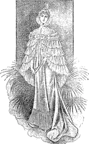 A NEW OPEGA CLOAK  of Bluo or Pink Nun's Veiling and Circular Capo of Soft Laco or Siik Frills, fully piukod. (Wanganui Herald, 06 May 1899)