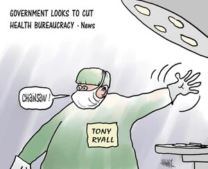 Government looks to cut health bureaucracy - News. "Chainsaw!" 'Tony Ryall.' 29 January 2009.