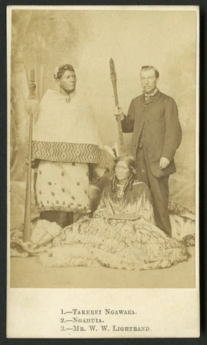 Heath, Vernon (England) fl 1819-1895 :Portrait of Takerei Ngawaka, Ngahuia and Mr W W Lightband