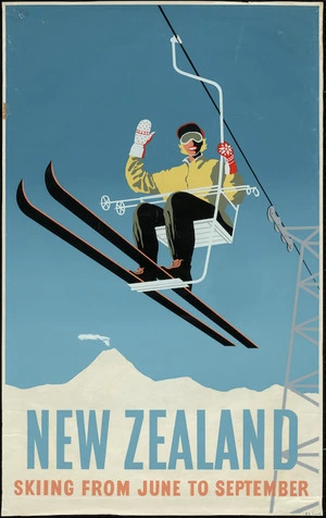 Artist unknown :New Zealand; skiing from June to September. [1950s?]