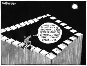 "I must save to cope with the recession... I must spend to boost the economy... I must save... I must spend..." 6 February, 2009