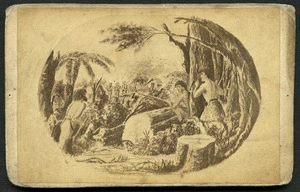Holmes, Charles F (Auckland) fl 1859 :Sketch of action at Te Whakamarama against the rebels Ruirakaus