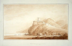 Swainson, William, 1789-1855 :Castle of Brolo; Giofusa on the mountains; Cape Nero in the distance, Sicily, 1811.