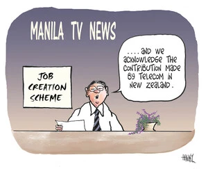 Manila TV News. Job creation scheme. "... and we acknowledge the contribution made by Telecom in New Zealand." 5 February, 2009